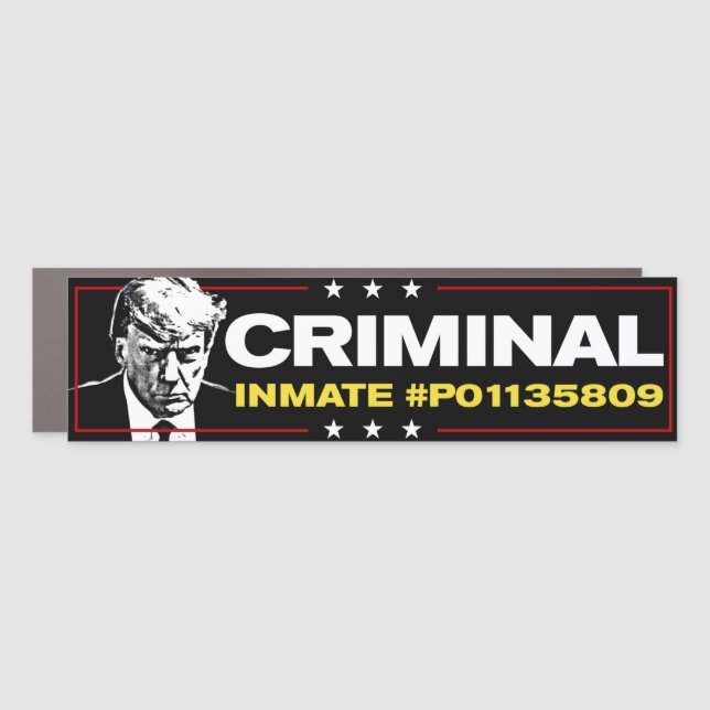 Lock Him Up Criminal Trump Mugshot Bumper Car Magnet (Front)