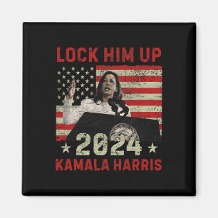 Lock Him Up Kamala Harris 2024 Us Flag Democratic  Magnet