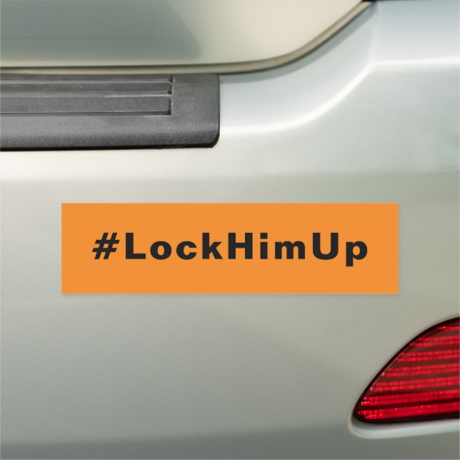 Lock him up #LockHimUp Black orange bumper Car Magnet (In Situ)