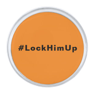 Lock him up #LockHimUp orange black minimalist Silver Finish Lapel Pin