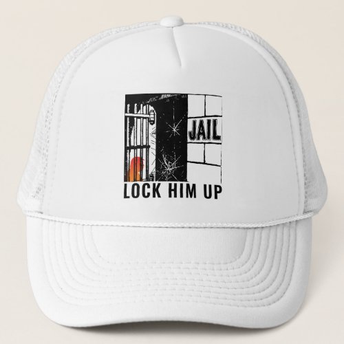 Lock him up orange trump jail graphics funny trucker hat