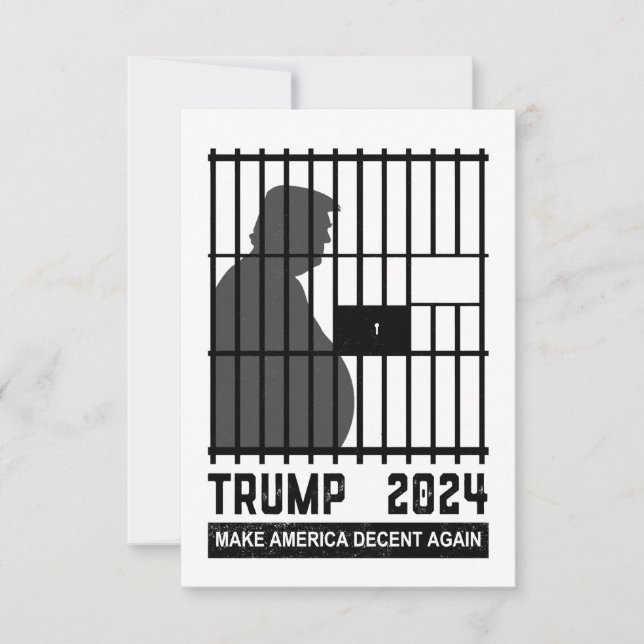 Lock Him Up Trump 2024 Make America Decent Again Thank You Card (Front)