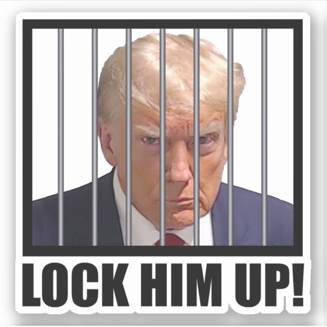 Lock Him Up! Trump Mugshot Sticker (Front)