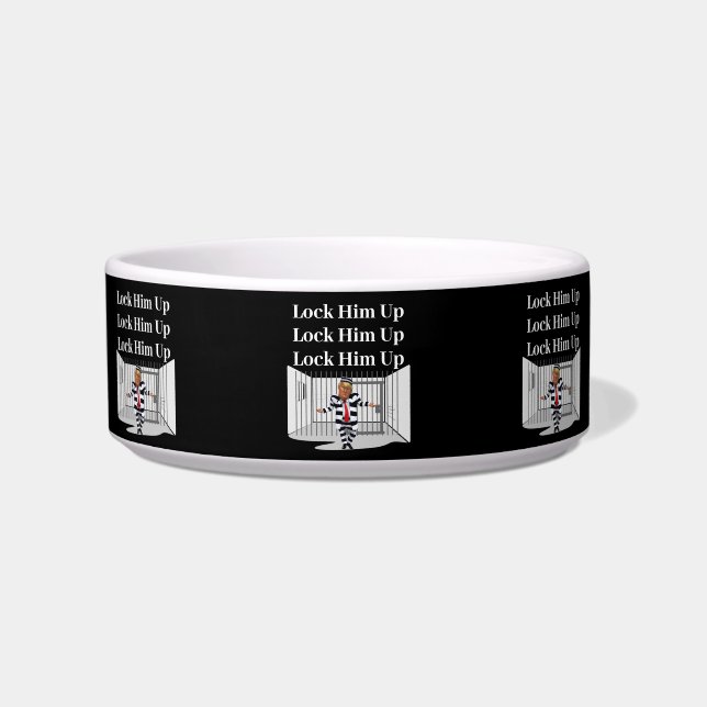 Lock Him Up Trump Pet Bowl (Front)