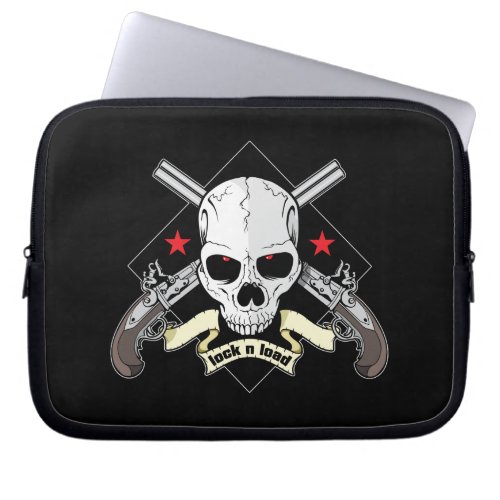 Lock n Load Skull With Pistols And Stars Laptop Sleeve