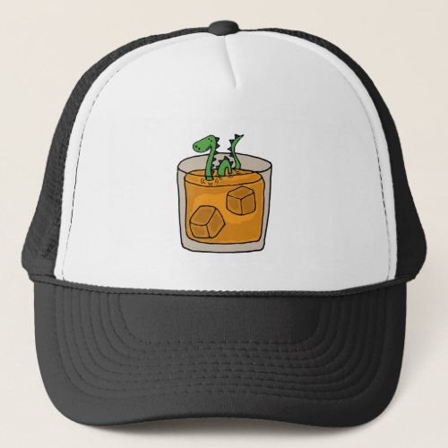 Lock Ness Monster in Scotch Whiskey Glass Trucker Hat