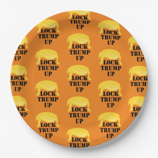 Lock Trump Up Pattern Paper Plates (Front)