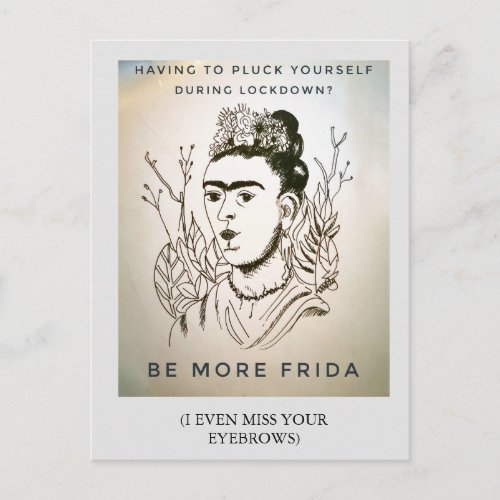 Lockdown humour Frida eyebrows miss you Postcard