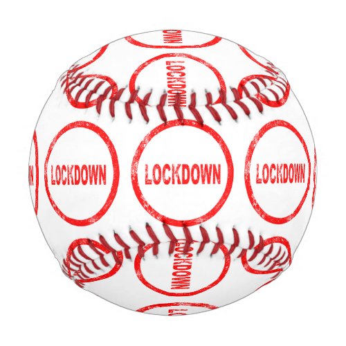 Lockdown Red Rubber Ink Stamp Baseball