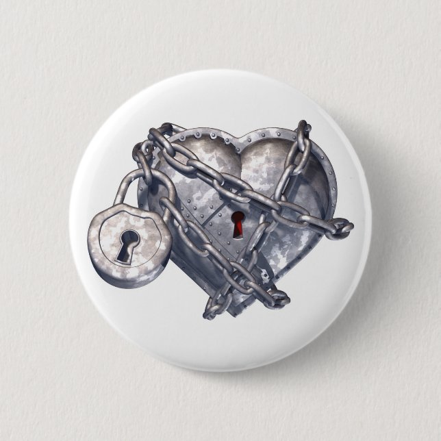 Locked Heart Pinback Button (Front)