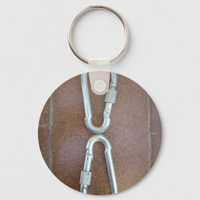 Locked In: Durable Steel Carabiner Lock Design Keychain (Front)