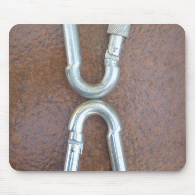 Locked In: Durable Steel Carabiner Lock Design Mouse Pad (Front)