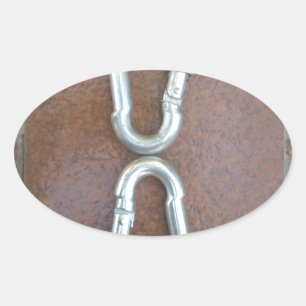 Locked In: Durable Steel Carabiner Lock Design Oval Sticker