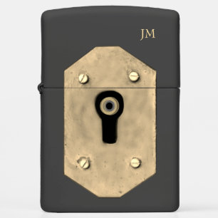 "Locked" & Initialed Black Zippo Lighter