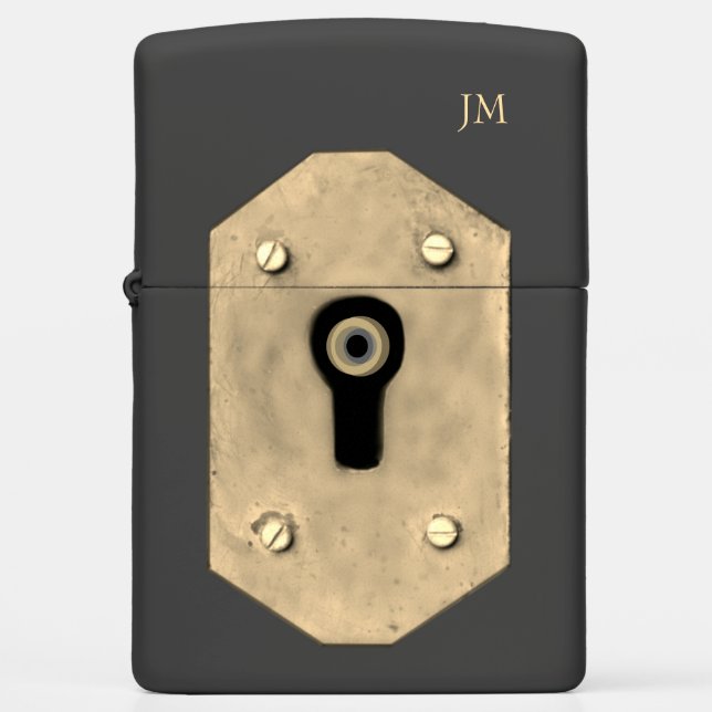 "Locked" & Initialed Black Zippo Lighter (Front)