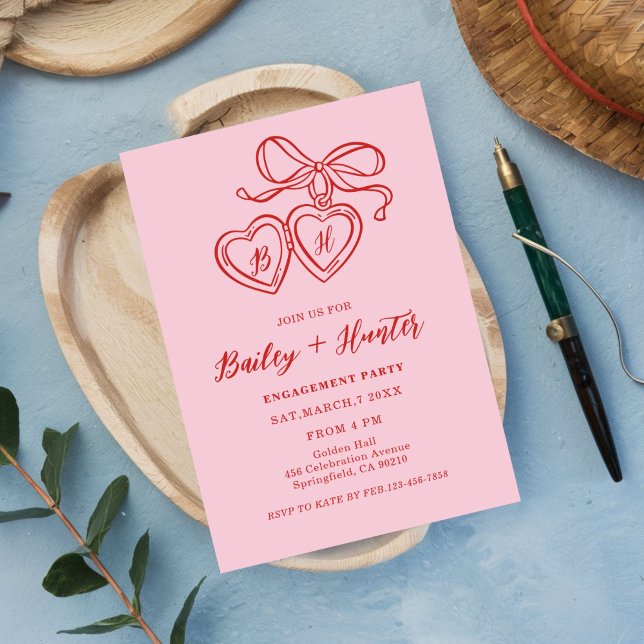Locket Illustration Heart Locket Engagement Party  Invitation (Creator Uploaded)