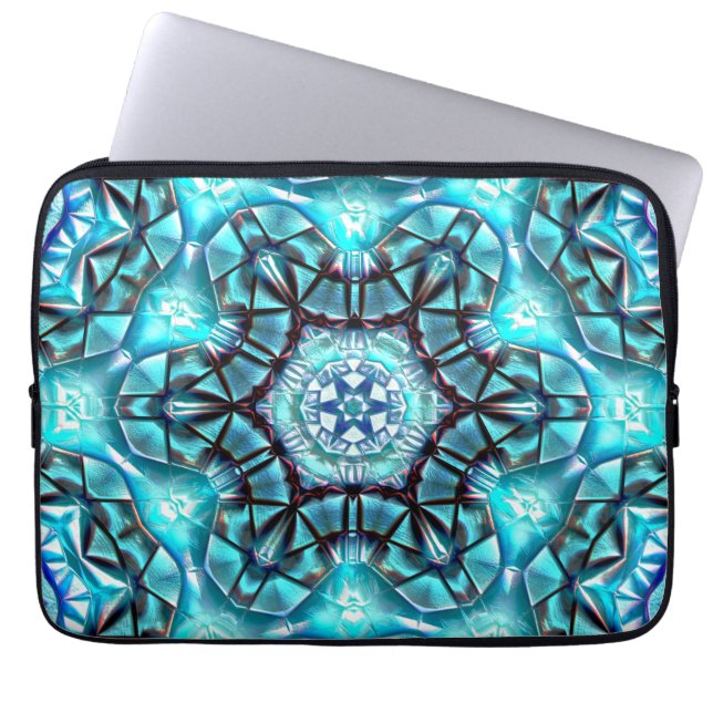 Locket in majestic blue brushed with burnt thread  laptop sleeve (Front)