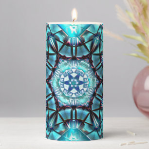 Locket in majestic blue brushed with burnt thread  pillar candle