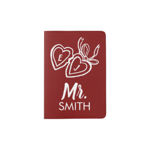 Locket Mr Mrs Couple Bride Groom Personalized Passport Holder