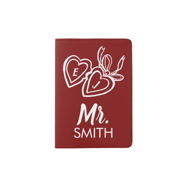 Locket Mr Mrs Couple Bride Groom Personalized Passport Holder (Front)
