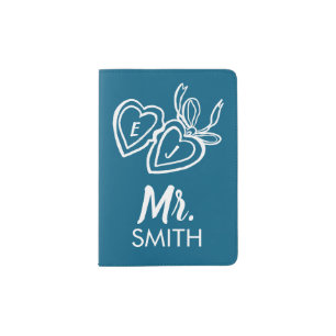 Locket Mr Mrs Couple Bride Groom Personalized Passport Holder