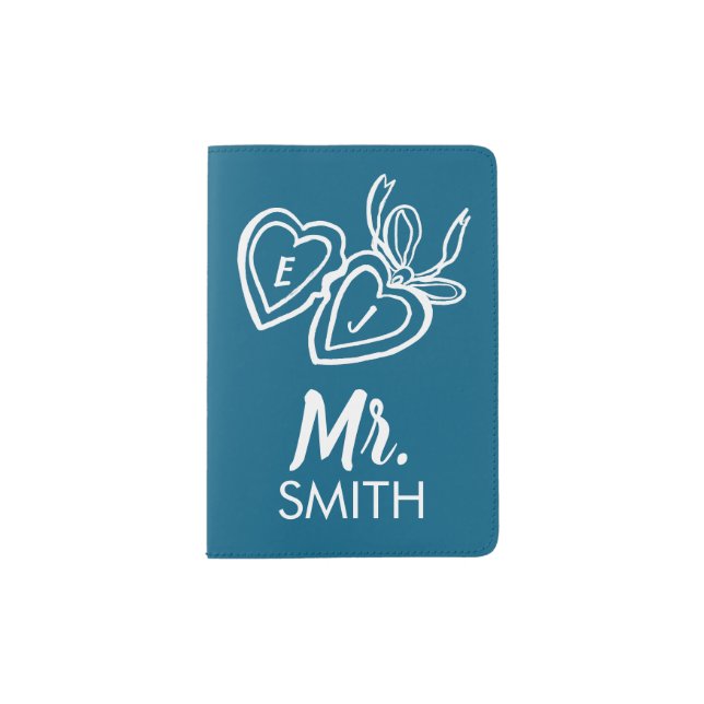 Locket Mr Mrs Couple Bride Groom Personalized Passport Holder (Front)