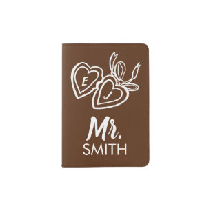 Locket Mr Mrs Couple Bride Groom Personalized Passport Holder