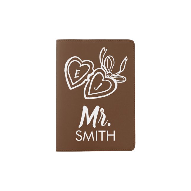 Locket Mr Mrs Couple Bride Groom Personalized Passport Holder (Front)