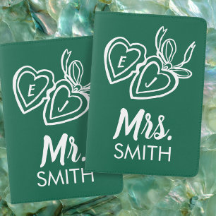 Locket Mr Mrs Couple Bride Groom Personalized Passport Holder