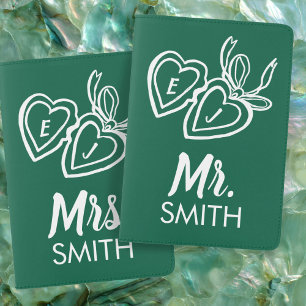 Locket Mr Mrs Couple Bride Groom Personalized Passport Holder