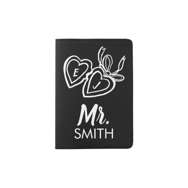 Locket Mr Mrs Couple Bride Groom Personalized Passport Holder (Front)