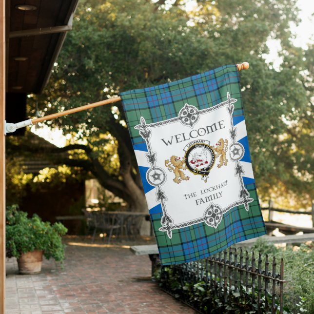 Lockhart Tartan Garden Flag - Tartan Flag Clan Bad (In SItu)