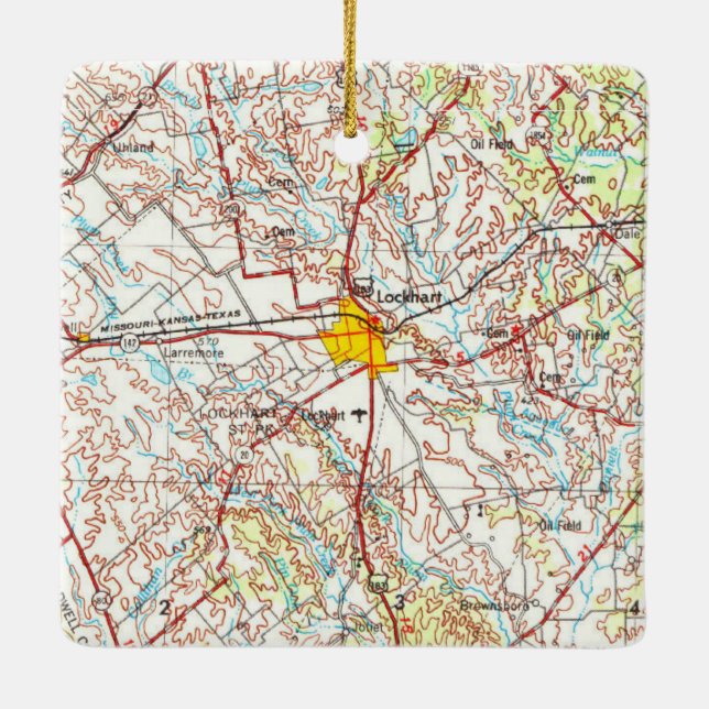 Lockhart TX Topo Map Ceramic Ornament (Back)