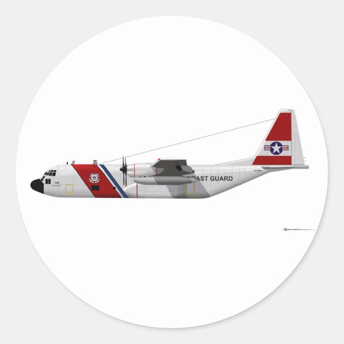 Lockheed HC 130 Hercules Coast Guard Round Stickers