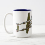 Lockheed P-38 Lightning Two-Tone Coffee Mug<br><div class="desc">The "Forked Tail Devil",  the Lockheed P-38 Lightning.</div>