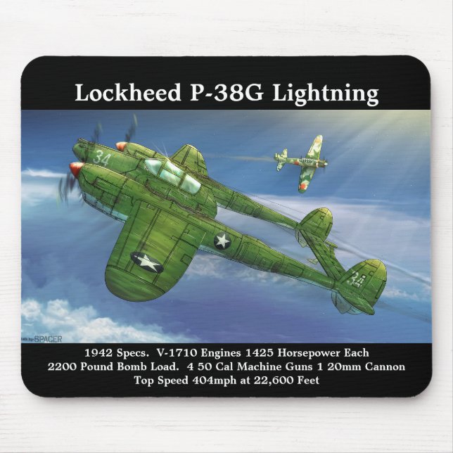 Lockheed P-38G Lightning Airplane Mouse Pad (Front)