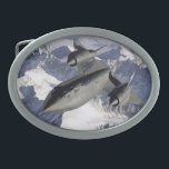 Lockheed SR-71B Blackbird Belt Buckle<br><div class="desc">Lockheed SR-71B Blackbird (61-7956/NASA 831) was a long-range, strategic reconnaissance aircraft that flew above the snow-covered Sierra Nevada mountains in 1994. This aircraft had a reduced radar cross-section and was capable of operating at high altitudes and speeds of up to 85, 000 feet and Mach 3.2, respectively. The aircraft entered...</div>