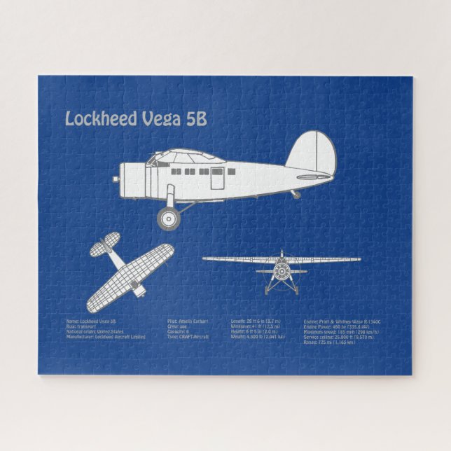 Lockheed Vega 5B - Airplane Plans ABD Jigsaw Puzzle (Horizontal)