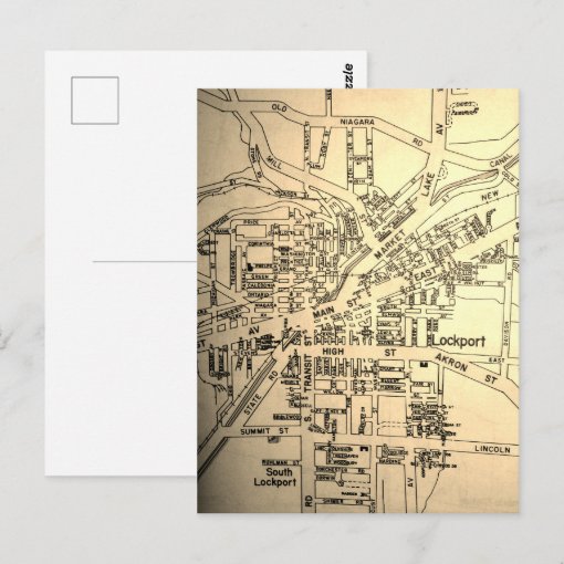 Lockport, NY Vintage Map Postcard Zazzle