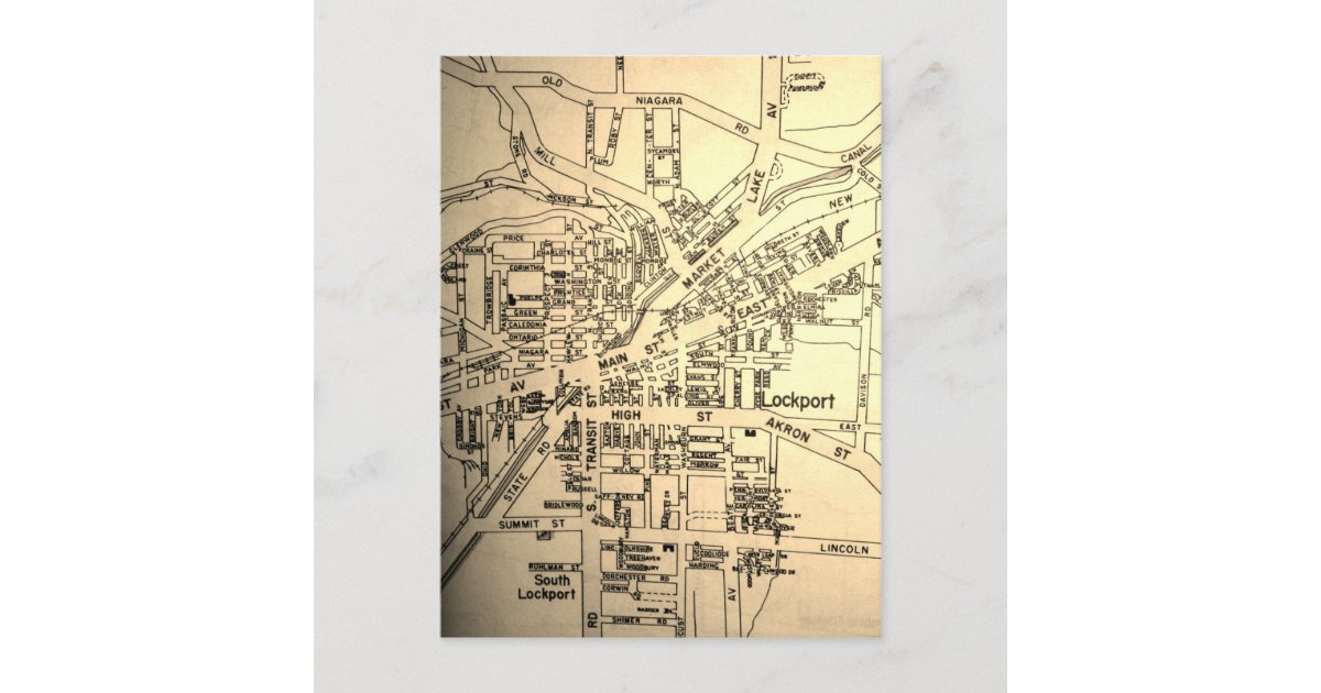 Lockport, NY Vintage Map Postcard Zazzle