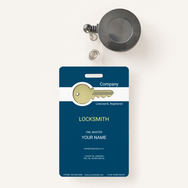 Locksmith Badge (Front with Retractable)