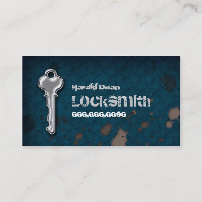 Locksmith Business Card Grunge blue (Front)