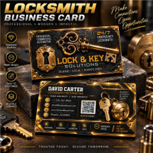 Locksmith Business Card | Luxury Black Gold Lock