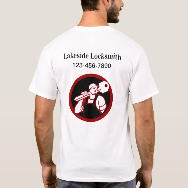 Locksmith Business Logo Work Tee Shirts (Back)