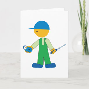 Locksmith Character with Key and Screwdriver Card