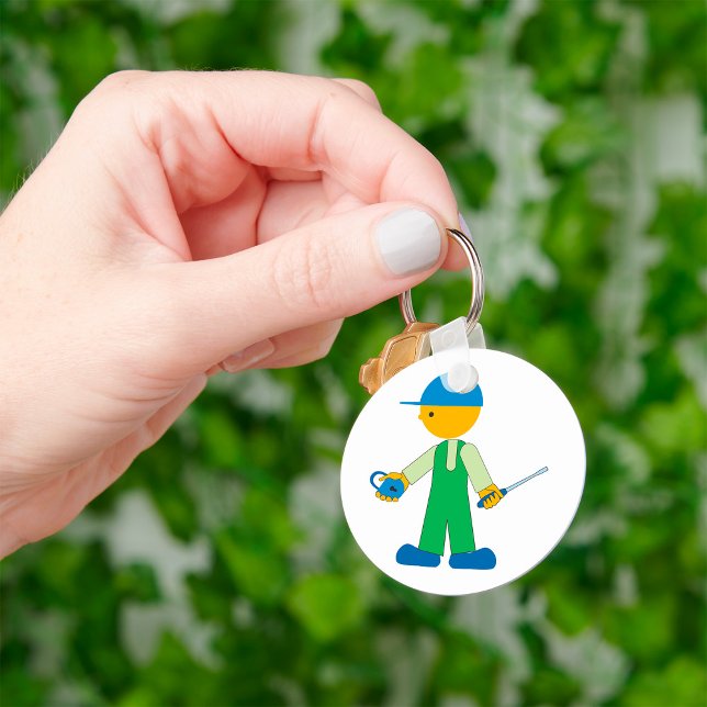 Locksmith Character with Key and Screwdriver Keychain (Creator Uploaded)