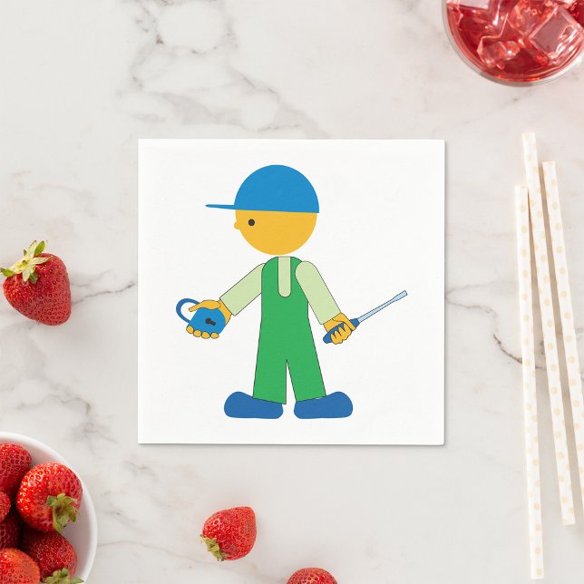Locksmith Character with Key and Screwdriver Napkins (Creator Uploaded)