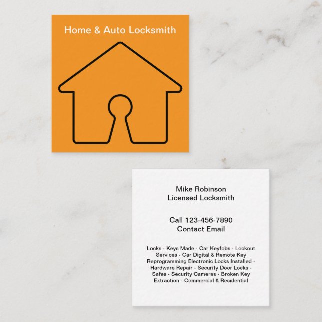 Locksmith Home Services Business Cards (Front/Back)