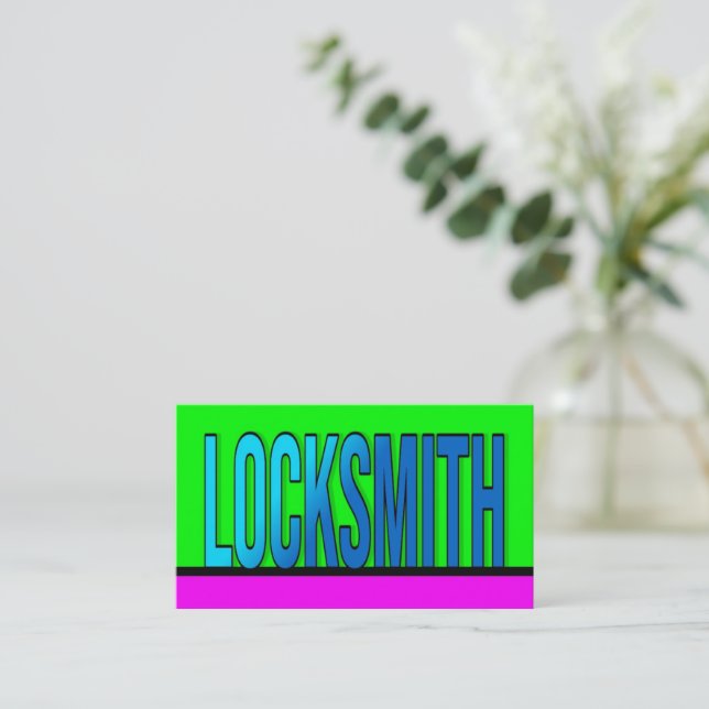 Locksmith Hot Green Hot Pink Business Card (Standing Front)