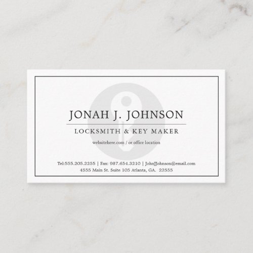 Locksmith & Keymaker | Minimal Key Symbol Business Card